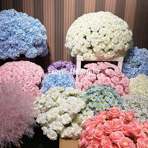 Boule de fleurs artificielles Secret Garden, hydrangea rose, décoration de mariage sphérique - Product Image 2