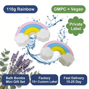 Bombes de bain arc-en-ciel 110g, bulles colorées, nourrissent la peau, spa familial, MSDS GMPC, étiquette privée, parfum personnalisé, bombes effervescentes pour le bain - Product Image 1