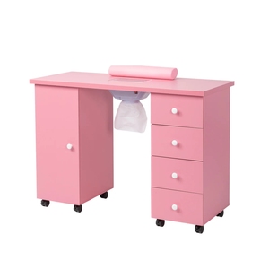 Set Professionale per Salone di Bellezza: <span class=keywords><strong>Tavolo</strong></span> per Manicure con Piano <span class=keywords><strong>in</strong></span> Marmo Bianco e Sedia, Senza Perdite di Polvere, con Vano Portaoggetti - Product Image 1