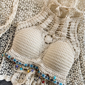 ชุดเสื้อแจ็กเก็ตเสื้อเกาะอกเอวสูงของผู้หญิงชุดว่ายนํ้าเอวสูงแบบมีตะขอเกี่ยว - Product Image 3