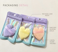 Puff Rias Wajah Heart Velvet dengan Tali Jari, untuk Bedak Tabur, Foundation, dan Pengaturan Rias Wajah, Alat Kecantikan Berkualitas Tinggi