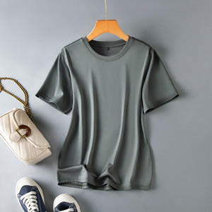 Lujo señoras blanco Tri Blend seda algodón <span class=keywords><strong>camiseta</strong></span> serigrafiado personalizado mujeres liso al por mayor - Product Image 3