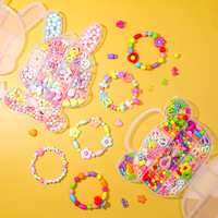 Kit de perles acryliques pour enfants, boîte en forme d'animal avec breloques alphabet, cordon pour la création de bijoux DIY pour filles