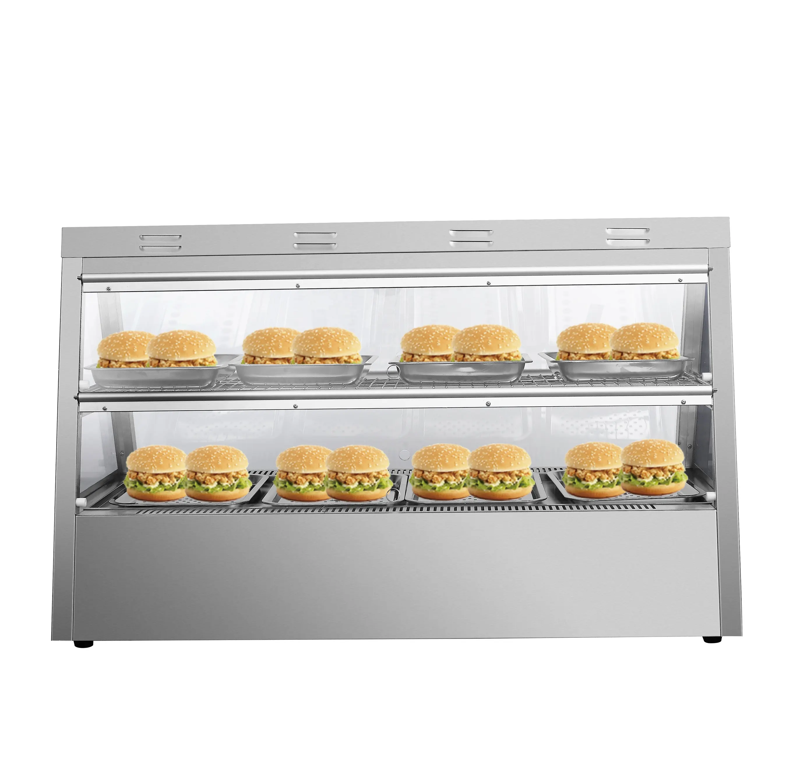 Verwarmde Vitrinekast Taart Warmer Hot Food Showcase Gefrituurde Kippenvoer Display Warmer