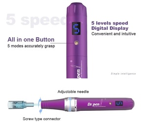 <span class=keywords><strong>Dr</strong></span>.<span class=keywords><strong>pen</strong></span> Ultima <span class=keywords><strong>X5</strong></span>, Pluma de Microagujas Automática, Carcasa Metálica Morada, 6 Velocidades, Uso Inalámbrico y con Cable, Absorción Profunda de Suero - Product Image 5
