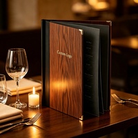 Carpeta de Menú de Madera A4 Tallada a Medida, Portamenús Simple para Restaurantes y Hoteles, Clip para Menús, Libro de Recetas