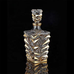 Ingrosso 5 pezzi 850ml senza piombo in oro rifiniture quadrate liquore di whisky Decanter con occhiali per regalo di compleanno - Product Image 2