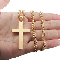 Collier de Croix pour hommes, Bijoux brésiliens en Acier Inoxydable, en or 14k, vente en gros