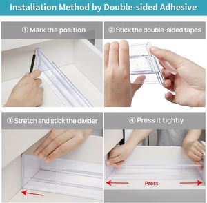 Home Clear <b>Plastic</b> Kitchen <b>Drawer</b> Dividers Adjustable <b>Storage</b> Separators Injection-Molded - Product Image 3