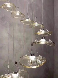 Lampada a Sospensione in Vetro Artistico Semplice con Forma di Foglia di Loto, Luce Trasparente Adeguata - Product Image 4