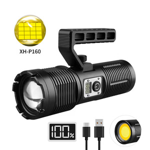 Projecteur télescopique XHP160 à zoom, affichage numérique LED, lampe torche haute puissance pour patrouille en extérieur, camping, pêche, spéléologie - Product Image 4
