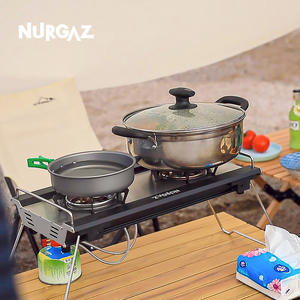 Estufa de Gas Portátil de Doble Quemador NURGAZ para Exteriores, con Encendido, Negra, Capacidad para 3-5 Personas - Product Image 3