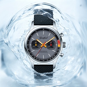 Custom <b>Chronograph</b> Watch for Man FKM Band Seagull ST19 <b>Automatic</b> Mechanical Movement Wristwatches Sapphire Racing Clock OEM - Product Image 6