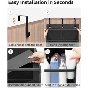 Over The Door Organizer 6 Shelf Hanging Storage With 14 Mesh Pockets <b>Black</b> For Closet Bathroom Bedroom Organization - Product Image 5