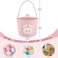 Panier de Pâques personnalisé avec poignée, forme ovale, lapin, corde tressée, cadeau vide, œufs, panier de chasse au trésor pour bébé, en bois