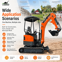 Mini-excavatrice compacte LAWNIO 20X à prix de concession, avec capot, chenilles en caoutchouc et lame de bulldozer, pour travaux en verger, jardin et ferme