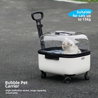 Poussette pliable pour animaux de compagnie, grande capacité 73L pour 2+ chats, petits chiens, transporteur de voyage, roues avec frein, toutes saisons, matériau PC, batterie externe