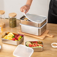Conteneur de stockage alimentaire en acier inoxydable 304 épais avec couvercle, boîtes d'organisation de cuisine empilables pour la conservation des aliments