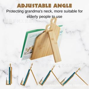 Wooden Kitchen Recipe Rack Solid Wood <b>Desktop</b> Adjustable Recipe Holder Countertop Storage <b>Shelf</b> For Cooking - Product Image 2