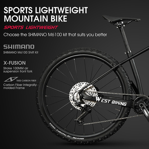 Vélo de montagne en fibre de carbone T800 de 27,5 pouces avec fourche à suspension verrouillable et frein à disque hydraulique pour tout-terrain hors route - Product Image 2