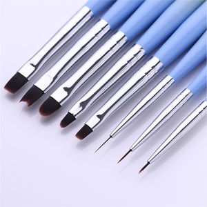 Ensemble de pinceaux pour nail art à poils synthétiques avec manche dégradé, pinceaux plats ronds en forme de pétale pour la peinture au gel UV - Product Image 3