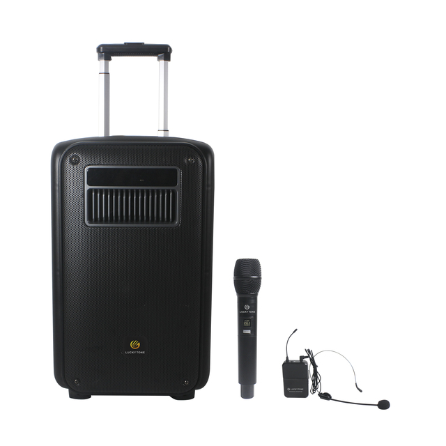Plastic Portable 12 Inch 80W Blue Tooth Trolley Speaker with Wireless Microphone for Karaoke/ Party/ Speech