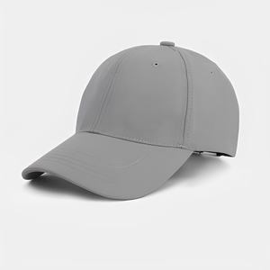 <b>Light</b> Grey 6-Panel Baseball Cap Adjustable Fitted Unisex Casual <b>Hat</b> Solid Color Twill Fabric Adult Size - Product Image 1