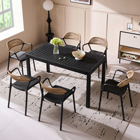 Chaises de jardin en plastique de style néoclassique en osier, sièges imperméables et résistants aux UV, aspect rotin, plus ensemble table et chaises décontractées pour patio