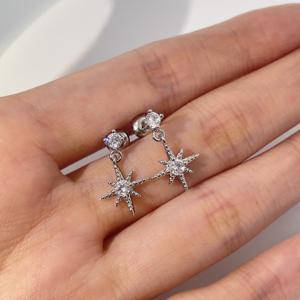 Boucles d'oreilles pendantes en forme d'étoile Tianyu Gems, classiques et tendance, en laiton plaqué or avec zircon cubique rond rose - Product Image 3