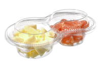 2 Pans Récipient à salade jetable rond en PET Boîte d'emballage de fruits à emporter en plastique à double compartiments pique-niques