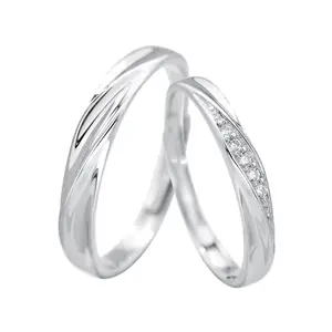 Grosir Cina cincin pasangan murah 925 perak murni cincin pasangan dapat disesuaikan untuk pria dan wanita