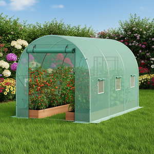 Serra a tunnel walk-in 10x7x7 piedi con telaio in alluminio e copertura in plastica, resistente, per piante, stile moderno - Product Image 2