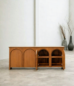Aparador de Madera Maciza Vintage con Puerta Arqueada, Consola de Almacenamiento para Entrada o Sala de Estar - Product Image 4