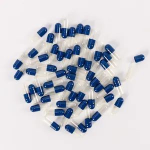 Semi-transparent Blue White Empty Capsule Shells Size 00 0 1 2 3 4 Printed Logo Vegetarian Vegan Starch Capsules