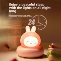 Veilleuse décorative LED rechargeable en silicone ABS en forme d'animal mignon, à commande vocale, chargement USB, idéale pour la période post-partum