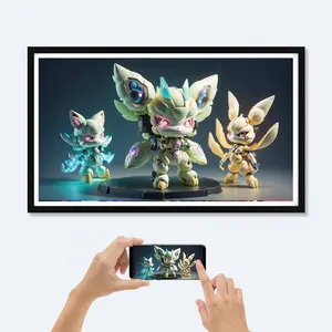 Personalizado OEM Atacado Tamanho Grande 32 Polegada Nft Art Oil Picture 4k Display Video Screen Madeira Wifi App Android Digital Photo Frame