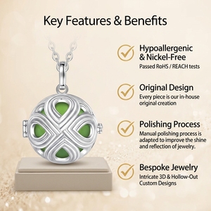 Merryshine Collana con Ciondolo Bola dell'Armonia Placcata Argento di Alta Qualità, Chime per Gravidanza e Nascita, Chiamabimbi - Product Image 3
