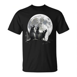 Camiseta con gráfico de mapaches lindos que ronquen al luna, camiseta unisex para adultos, manga corta, cuello redondo, impresión digital - Product Image 2