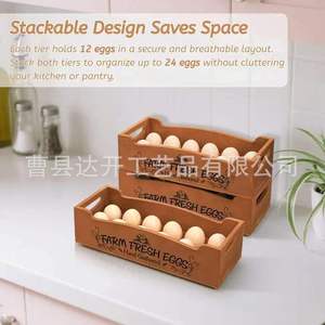 Wooden Egg Storage Box Stackable Single Layer For <b>Kitchen</b> Home Use - Product Image 5