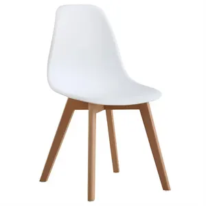 Factory Direct Supply Free Shipping Cafe Restaurant Chair PP Plastic Dining Chair With Wooden Legs