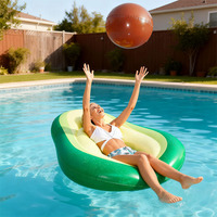 Bouée gonflable géante en forme d'avocat avec ballon, radeau flottant pour l'eau, en PVC, 165x130cm, utilisation intérieure/extérieure