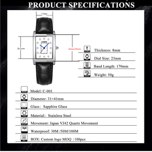 Montres à quartz pour femmes avec logo personnalisé, bracelet en cuir et acier inoxydable <span class=keywords><strong>de</strong></span> luxe, cadran saphir, 31 mm, aiguilles, style sport, business et mode - Product Image 2