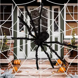 Bán Buôn Lớn Halloween Mô Phỏng Spider Web Đáng Sợ Vui Tricky Đồ Chơi Trang Trí Ngoài Trời Lông Spider Đồ Chơi Cho Các Bên Ma Ám