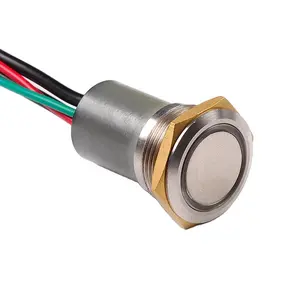Toowei 19mm IP67 metal a prueba de agua interruptor de botón colorido con 4 cables de enganche con luz circular