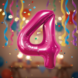 Party Love Number 4 Fuchsia Foil <b>Balloon</b> 45cm Birthday Party <b>Decor</b> Kids - Product Image 2