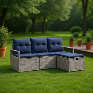 D0100X3ZACP ชุดโซฟาสวนหวายโพลี 4 ที่นั่ง พร้อมเบาะรองนั่งแบบปรับได้ ดีไซน์ร่วมสมัย - Product Image 2