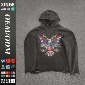 Sudadera con Capucha Personalizada de 500 g/m², Lavada al Ácido, con Diseño Gráfico Digital Urbano, Hombros Caídos, Corte Holgado y Cuadrado para Hombre - Product Image 1
