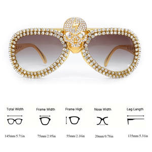 Occhiali da Sole Y2K con Diamanti Lucidi Donna, Tendenze 2026, Stile Pilota Oversize, Design Personalizzato con Teschio, Occhiali con Strass Uomo - Product Image 4