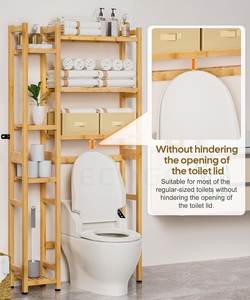 Bamboo Large Capacity Over the Toilet <strong>Storage</strong> <strong>Cabinet</strong> Above Toilet <strong>Bathroom</strong> Organizer with Toilet Paper Holder Stand - Product Image 5