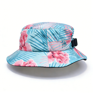 Sombrero de Pescador Transpirable con Bordado 3D y Estampado Tropical, con Correa para la Barbilla, para Playa, Verano, Viajes y Protección Solar - Product Image 4